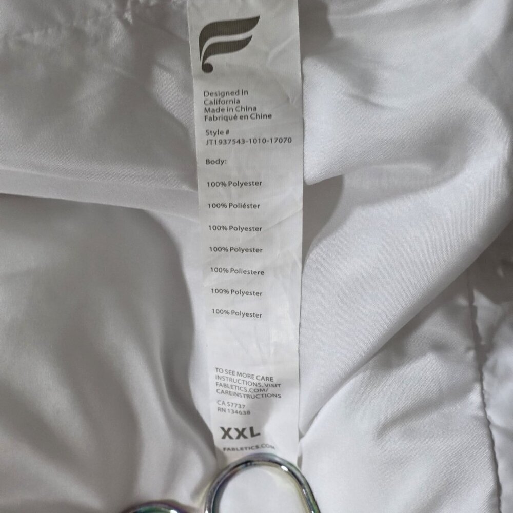 Fabletics Puffer Jacket Women XXL White Full Zip LS Pockets Lined Preppy Cottage - Picture 11 of 16